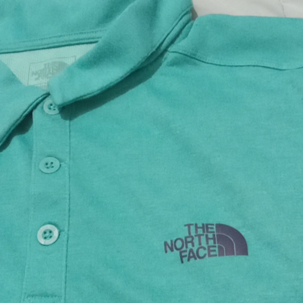 North face polo shirt aqua green LG